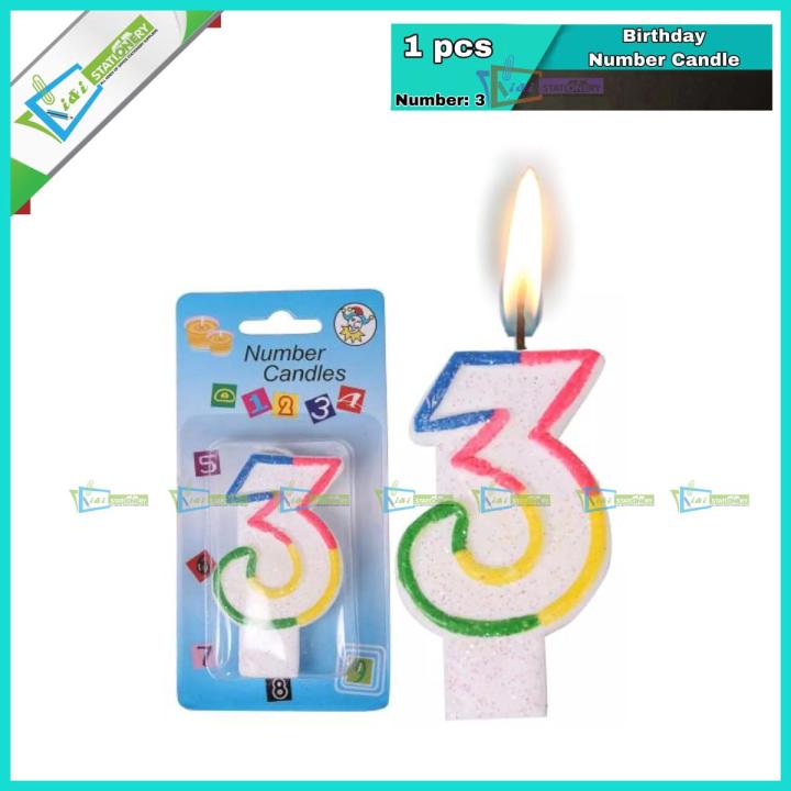 Happy Birthday Number Candle Number 1 or 2 or 3 Pack of 1pcs
