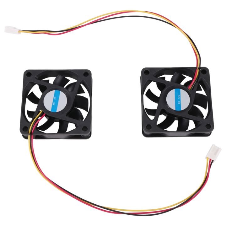 60mm 6cm DC 12V 3 Pin Computer Case CPU Cooler Cooling Fan Black 2 Pcs ...