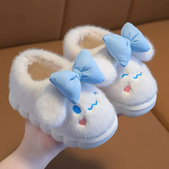 Sanrio Anime Cinnamoroll Kawaii Cotton Slippers Thick Non-Slip Boots Cute Cartoon Home Shoes Girls Birthday Gift