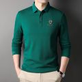 100%Cotton T-shirts Man Spring Autumn Polo Shirt Long Sleeve High-quality Lapel Embroidery End Fashion Business Pure Color New. 