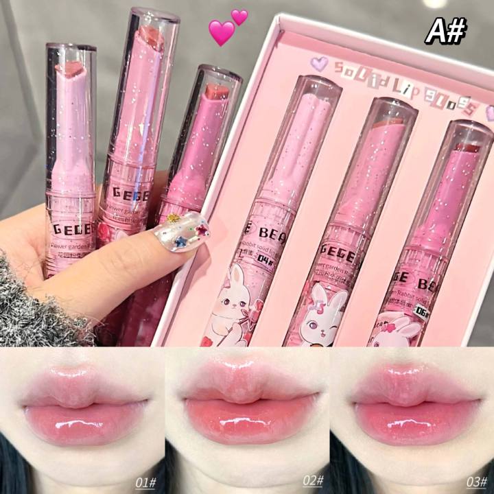 3Pcs/Set%20Gege%20Bear%20Garden%20Pink%20Rabbit%20Solid%20Lip%20Gloss%20Moisturizing%20Watery%20Colored%20Lip%20Balm%20Long-lasting%20and%20Tender%20Lip%20Balm%20-%20Image%205