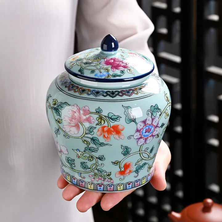 Enamel%20General%20Jar%20Painted%20Flowers%20Moisture-proof%20Sealed%20Tea%20Jar%20Art%20Crafts%20Ornaments%20Sundries%20Storage%20Box%20Home%20Decoration%20Gifts%20Amour%20zii%20-%20Image%202
