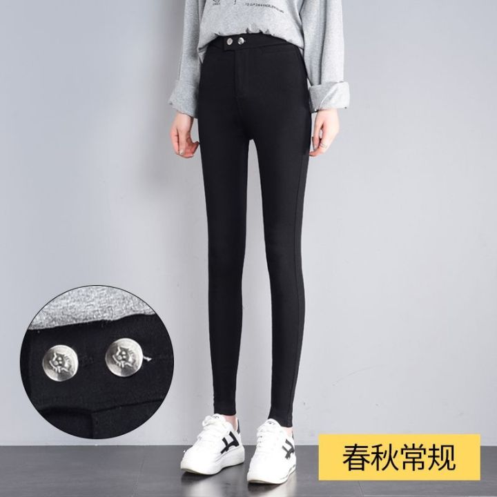 Oversized%20Leggings%20Women's%20Spring%20and%20Autumn%20Outer%20Wear%20New%20High%20Waist%20Slim%20Feet%20Black%20Trousers%20Winter%20Fleece-Lined%20Pencil%20Magic%20Pants%20-%20Image%202
