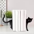 Decorative Bookends Black Cat Sculpture Book Stand for Shelves Desk Office. 