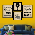 Motivational Wall Posters For Home Office Work Station - 4 Pcs Motivational Quote Stickers.