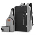 Combo 3PCS USB Charging Waterproof School bag male Business Travel Bags 15.6 inch. 