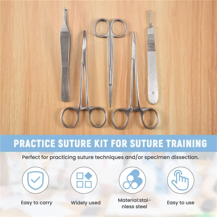 Suture%20Kit,Stainless%20Steel%20Training%20Instruments%20with%20Scalpel%20Blades%20for%20Veterinarian,Biology%20and%20Dissection%20Lab%20Students%20-%20Image%202
