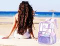 Popular Clear Backpack Heavy Duty, Stylish Transparent Laptop Book bag, for Stadium Check Approved, Jelly Purple.