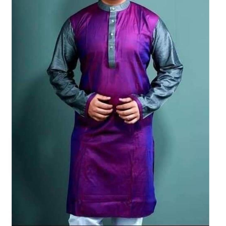 Purple & Neck Ash Color Silk Semi Long Panjabi