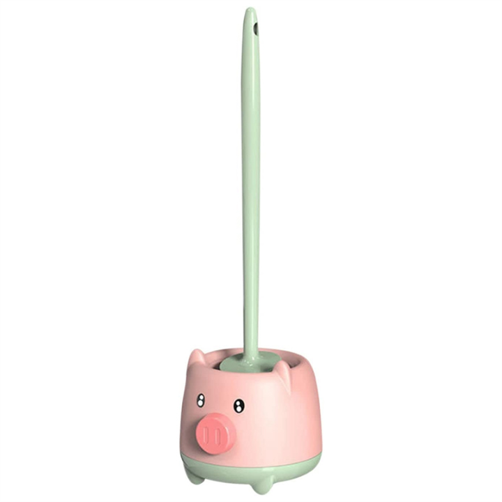 Compact Toilet Bowl Cleaning Brush Set Pink & Green Plastic Toilet Bowl Brush and Holder Wall-Mounted for Bathroom Deep Cleaning