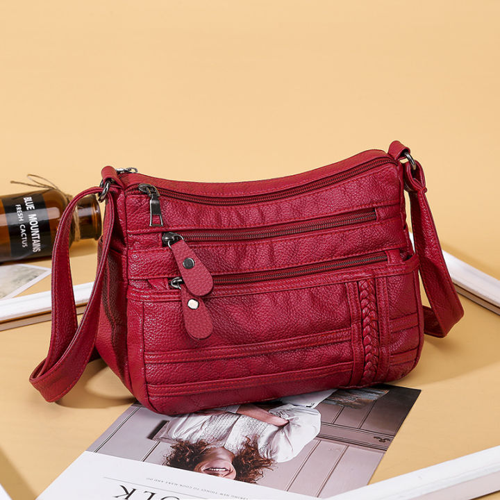 Middle-aged women's bag, mother's bag, women's store, multi-compartment, crossbody bag, large-capacity soft leather bag, cross-body business, collection wallet