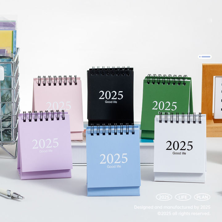 Spiral Bound Desk Calendar Eco-Friendly Multicolor Compact Size Yearly Planner 2025 Edition Hardcover Monthly Planner for