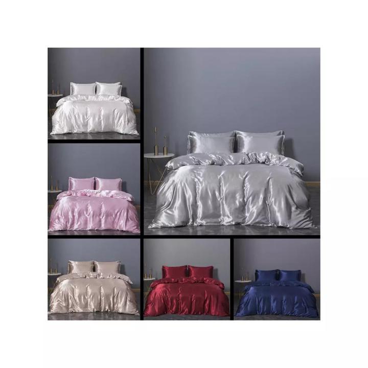 Satin Wholesale High Quality Luxury Textile Solid Color Silk Bed Sheet Duvet cover Twin Queen King Bedding Sets
