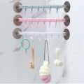 6 Hooks Hanging Towel Racks Bathroom Self Adhesive Punch-free Wall Hanger Storage Hanger Kitchen Organizer Suction Cup Hooks Closet Hanging Key Rack.