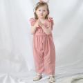 Toddler Summer Overalls Jumpsuit Ruffled sleeve Linen Baby Girls Romper Baby clothes| baby girl dress. 