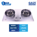 Gazi Smiss P-311 Two Burner Gas Stove – Stainless Steel Body, Energy Saving, Auto Ignition, Brass Burner Cap, Blue Flame,NG/LPG Gas Compatible.. 