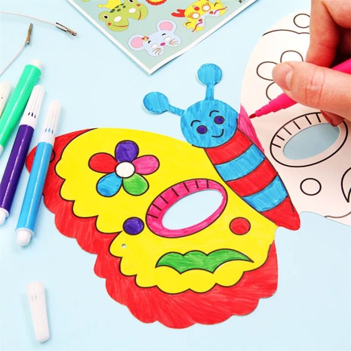 8Piece%20Kids%20Cartoon%20Animal%20DIY%20Graffiti%20Art%20Crafts%20Mask%20Toy%20Paper%20Mask%20Hand-painted%20White%20Paper%20Card%20Material%20with%20Color%20Pens%20-%20Image%204
