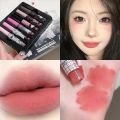 6Pcs Cute Cat Lip Glaze Pink Matte Velvet Lipstick Set Non-stick Cup Lip Gloss Kit. 