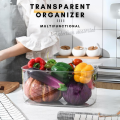 Locaupin Multifunctional Transparent Storage Organizer Space Savers Fridge Container For Condiments Vegetables Fruits. 