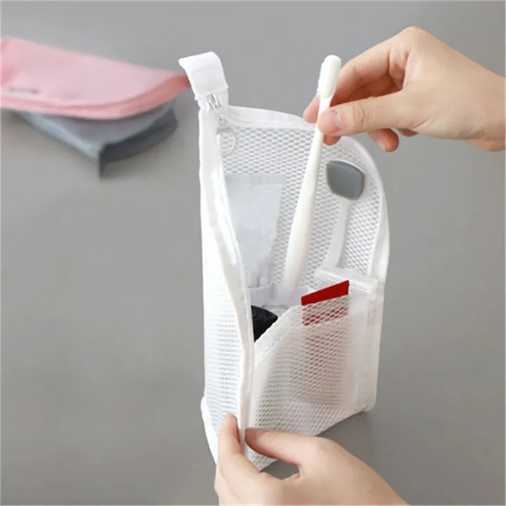 1%20Pc%20Folding%20Zipper%20Travel%20Makeup%20Brush%20Bag%20Portable%20Mesh%20Cosmetic%20Bag%20Travel%20Makeup%20Bag%20Toothbrush%20Washing%20Organizer%20-%20Image%202