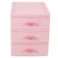 NAMUNY 2X Plastic Drawer Designed 3 Compartment Jewelry Storage Box Pink.