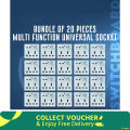 High Quality - Bundle of 20 Pieces Multi Function Universal Wall Gang Socket - 8 Pin Gang Universal Socket - Reliable and Durable.