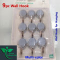 High quality strong 9 pcs wall hook for hanging picture hangers wall hanger. Multicolor. 9 pcs Wall Hook.. 