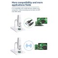 2MP 1080P WiFi Electron Microscope USB Mobilephone Computers Connecting Microscope Photo Video Taking Portable Electron Microscope with 8 LED Lights Bendable Stand.