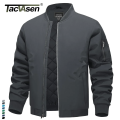 TACVASEN Full Zip Quilted Bomber Jackets Mens Winter Padded Casual Jacket Outdoor Water Resistant Antifouling Coat Outwear Tops. 