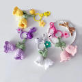 Handmade Keychain  Knitted Keyring  Fashion Yarn  Crocheted Bell Orchid Flower  Car Key Ring Charms. 