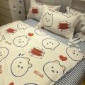 Pure washed cotton bedding four-piece quilt cover quilt cover student dormitory bed sheet three-piece set wholesale live broadcast delivery. 