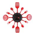 16 Inch Large Kitchen Wall Clocks with Spoons and Forks(Red).