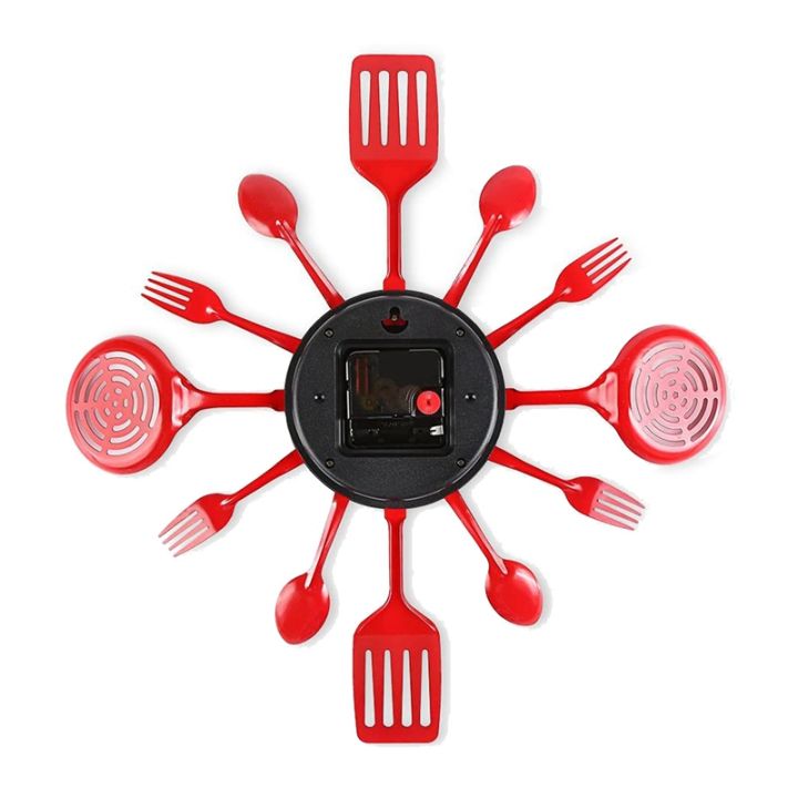 16%20Inch%20Large%20Kitchen%20Wall%20Clocks%20with%20Spoons%20and%20Forks(Red)%20-%20Image%204