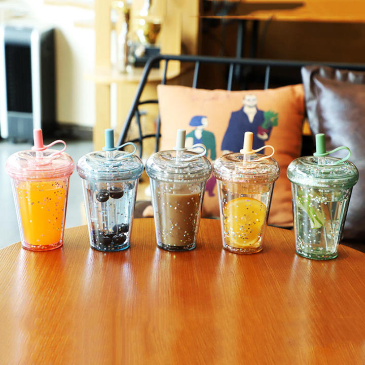 Simple%20And%20Transparent%20Plastic%20Straw%20Cup%20Student%20And%20Children's%20Milk%20Tea%20Cup%20Large%20Capacity%20Water%20Cup%20Summer%20Donut%20Ice%20Cup%20-%20Image%205