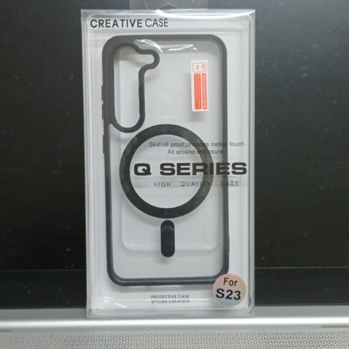 For Samsung Galaxy S23 Transparent Mobile Back Cover compatible with MagSafe technology