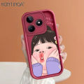 Hontinga for Realme C53 Narzo N53 Back Cover Cute Girl Pattern Ladder Soft Camera Protection Rubber Phone Case. 