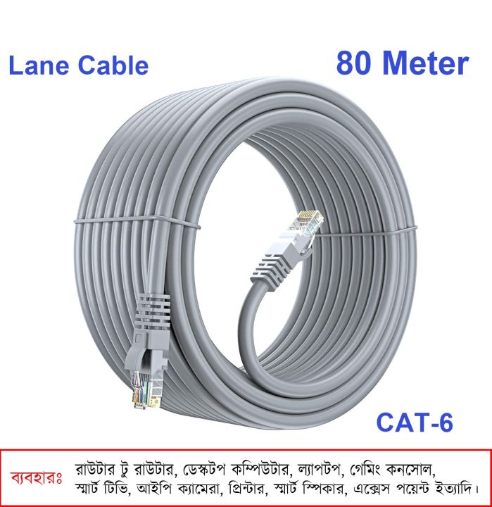 80 meter cat-6 ethernet cable, lan cable, internet network cable suited for 10mbps/100mbps/1000mbps/10gbps network