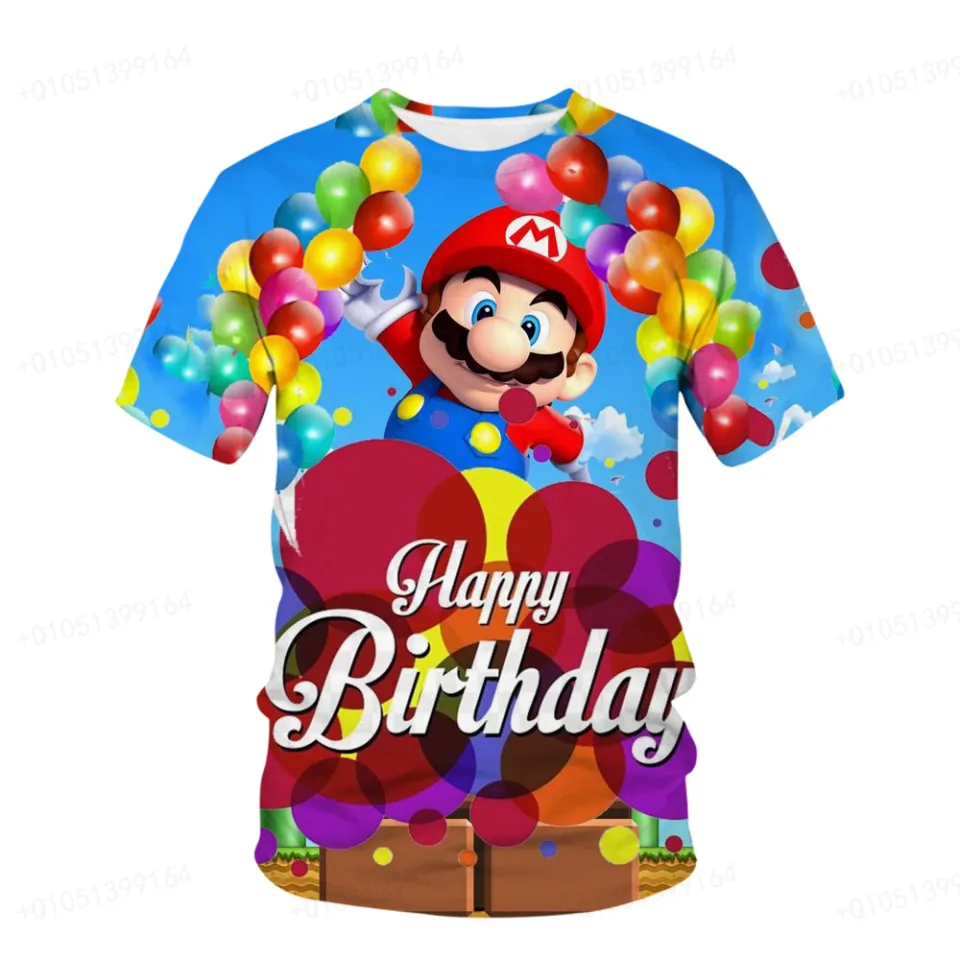 2023 New Super Mario Brothers Game Character Print T-shirt Cartoon