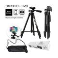 Tripod 3120 Camera Stand with Phone Holder Clip- Black. 