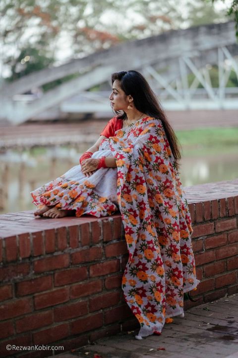 New Screen Print Half Silk Saree For Woman