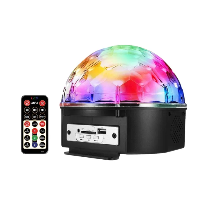 FORIDE Disco Ball Light LED Bluetooth Speaker Voice Control with Remote Control 9 Colors Suitable for Prom Lights US Plug
