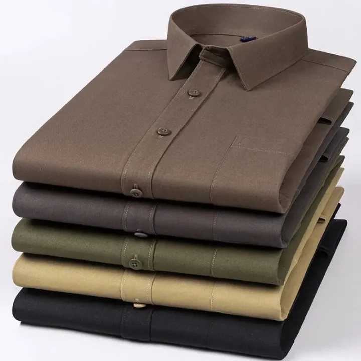 High%20Quality%20Cotton%20Men%20Dress%20Shirts%20Long%20Sleeve%20Middle-aged%20Luxury%20Plain%20Color%20Business%20Casual%20Social%20Male%20Shirt%20Regular%20Fit%20-%20Image%202