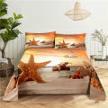 Sandy Beach Bedding Sheet Home Digital Printing Polyester Bed Flat Sheet With Pillowcase Print Bed Sheet.