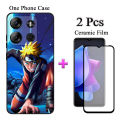 2 IN 1 Tecno Spark Go 2023 Case Soft TPU Colorful Painted Phone Case With Curved Tempered Film.
