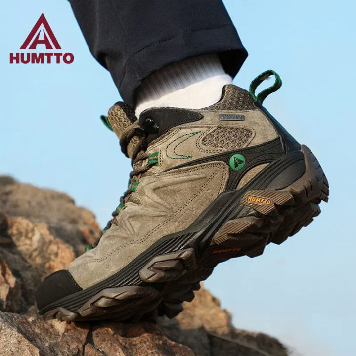 【selevn roind】 HUMTTO Hiking Shoes Leather Trekking Boots Outdoor Sneakers for Men Male Camping Hunting Mens Tactical Ankle Boots 3520
