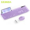 Seenda Full-Size Keyboard with Phone Holder 2.4G Silent USB Wireless Mouse and Keyboards for MacBook Windows Computer Desktop PC. 
