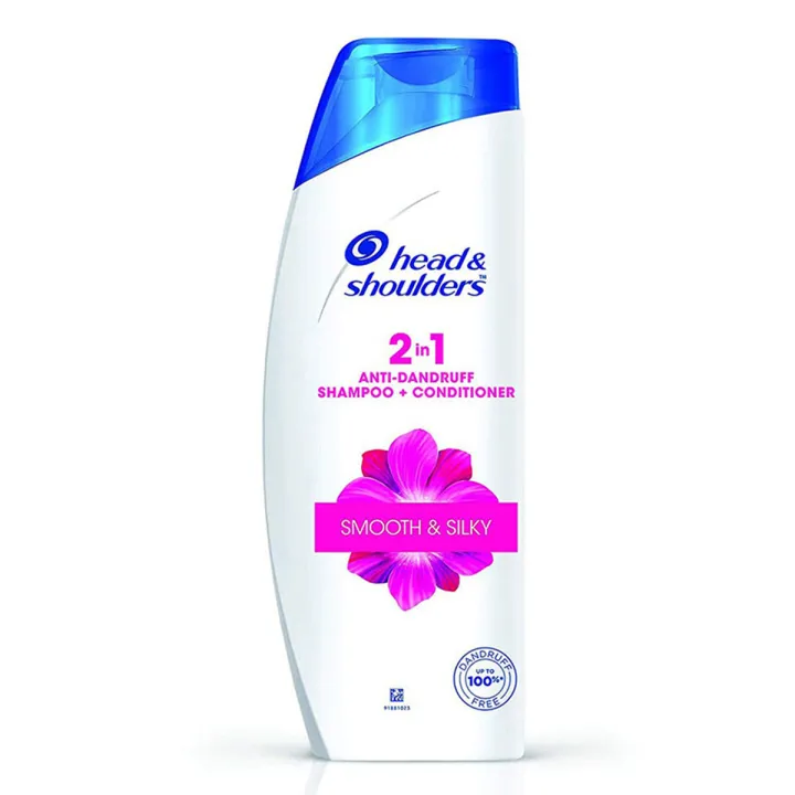 Head & Shoulders 2-in-1 Smooth and Silky Anti Dandruff Shampoo + Conditioner for Women & Men, 340ML