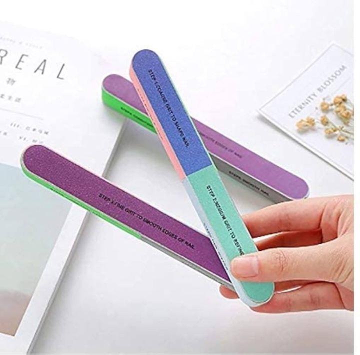 Nail Polishing Tools 6 Sided Long Straight Round Nail Buffer Sanding File for DIY Beauty 1 pc
