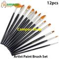 12pcs Artist Paint Brush Set Watercolour Acrylic Nylon Hair Painting Supply.