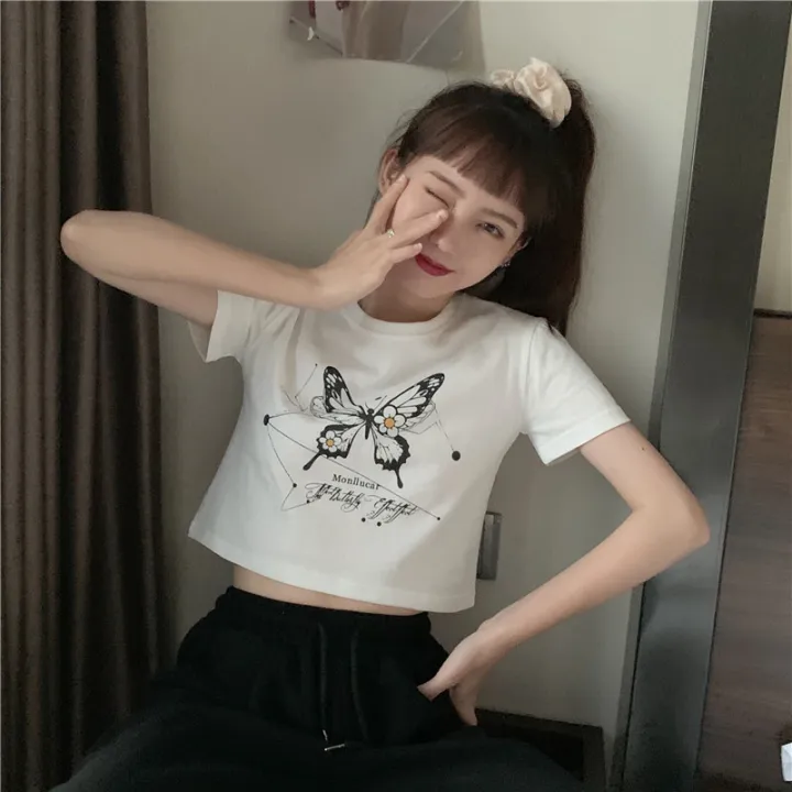 Clothing%20for%20BFF%20Short%20Short%20Sleeve%20T%20Women's%20T-shirt%202024%20Summer%20New%20Korean%20Style%20Fashionable%20Cropped%20Harajuku%20Style%20Student%20Top%20-%20Image%207